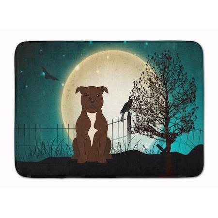 Carolines Treasures Halloween Scary Bull Terrier Chocolate Machine Washable Memory Foam Mat BB2238RUG